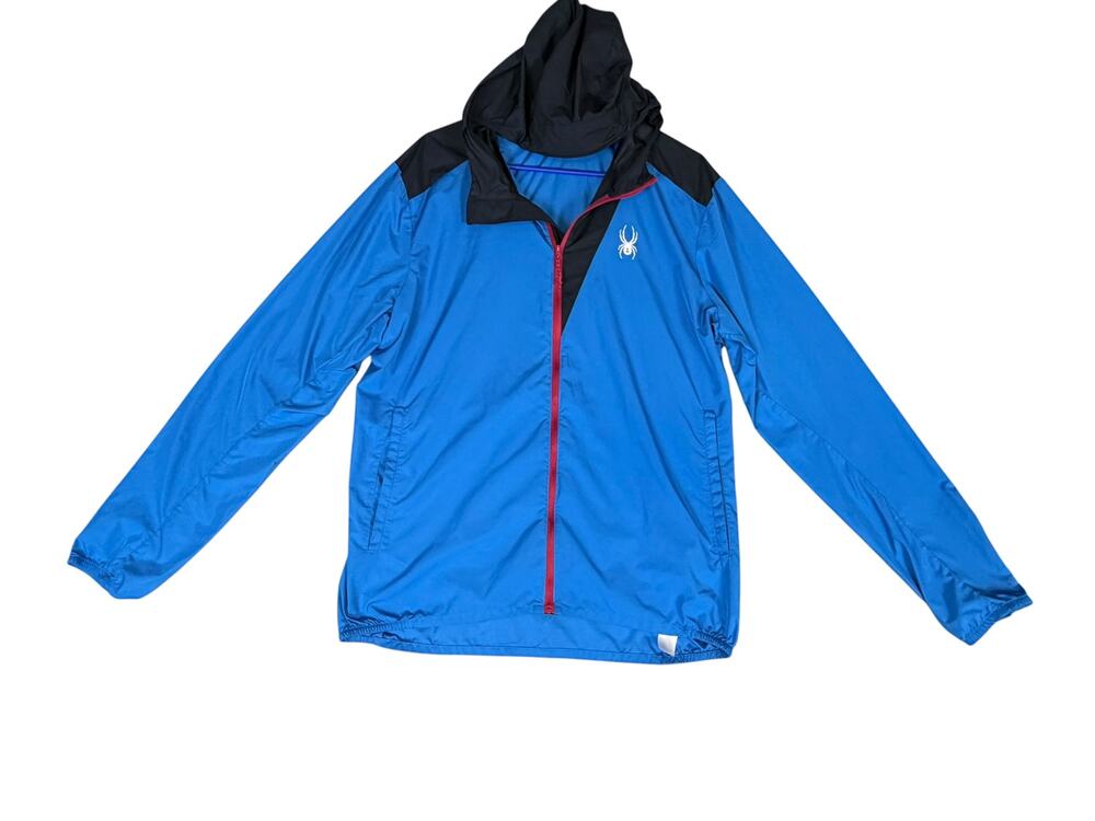 Spyder Men's M 50 Blue Black Hooded Jacket Lightweight Full Zip Outdoor
